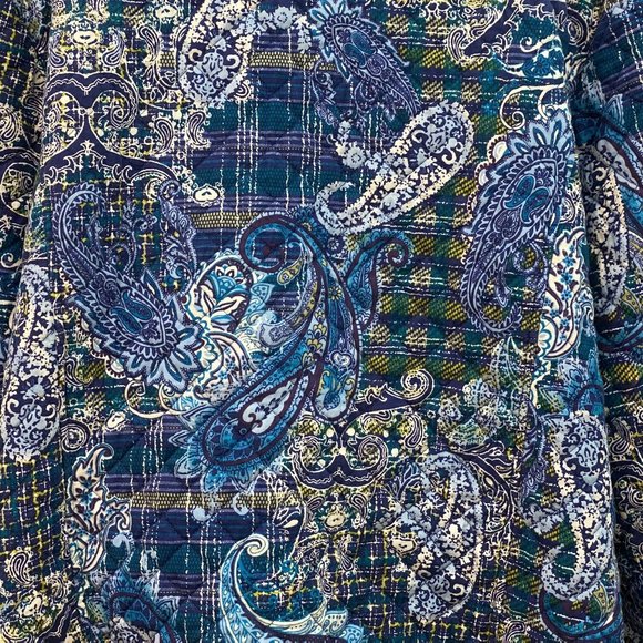 Gloria Vanderbilt Casuals XL Quilted Button Up Quilted Jacket Blue Paisley - Picture 9 of 11